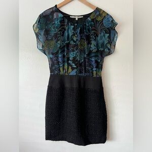 Rachel Rachel Roy Semi-sheer Floral & Black Tweed Dress